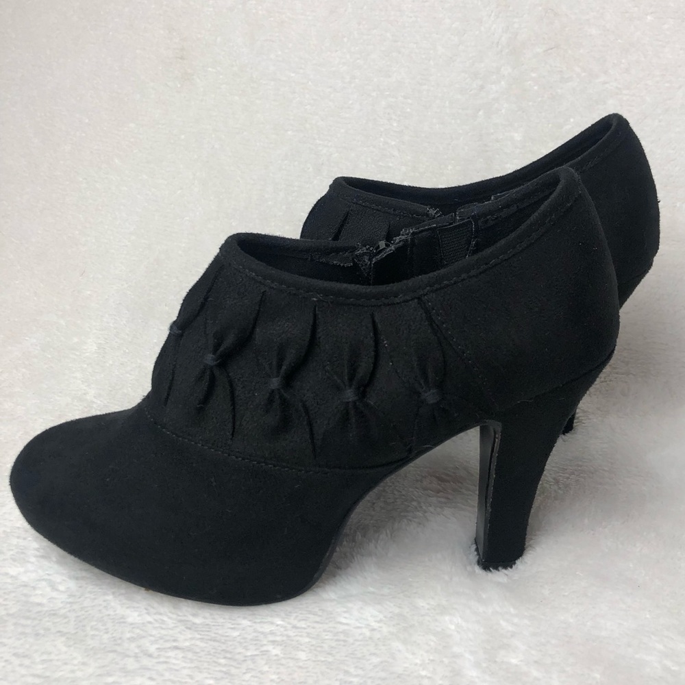 Unlisted black suede heel booties evening wear